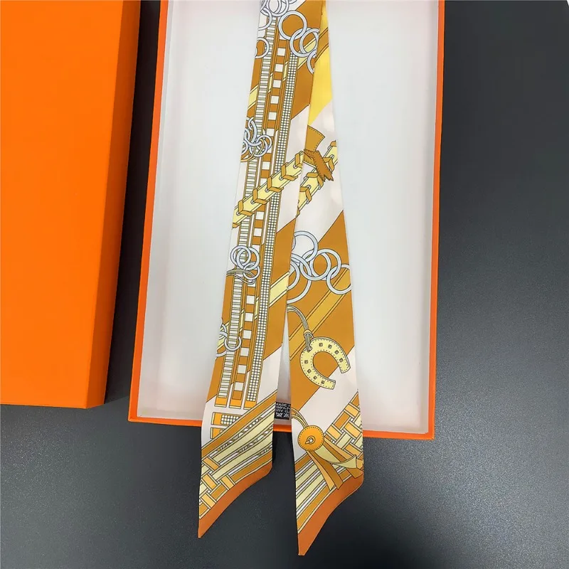 Hair Tie Band For Women Belt Lock Chain Elegant Skinny Head Neck Silk Satin Small Bag Decoration Ribbon Scarf 5