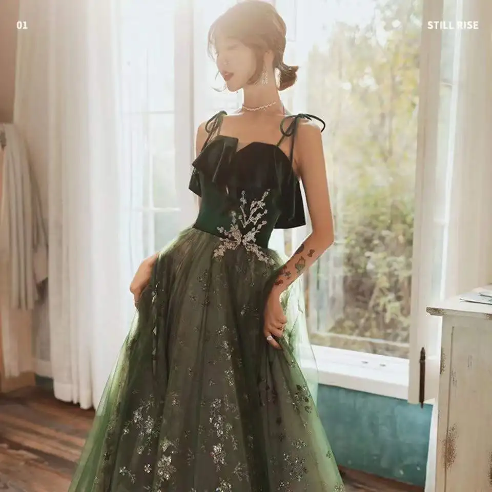 

2023 New Women's Evening Dress Long Queen's Fairy Fantasy Starry Sky Gowns Fashion Elegant Banquet Style Slip Dress