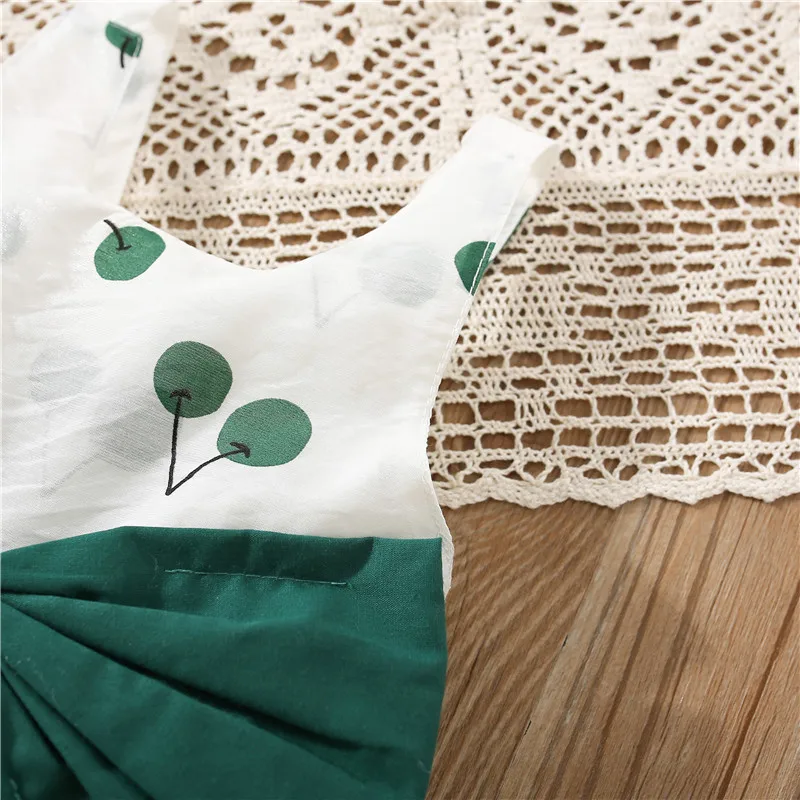 فستان بناتي صيفي كرز + قبعة