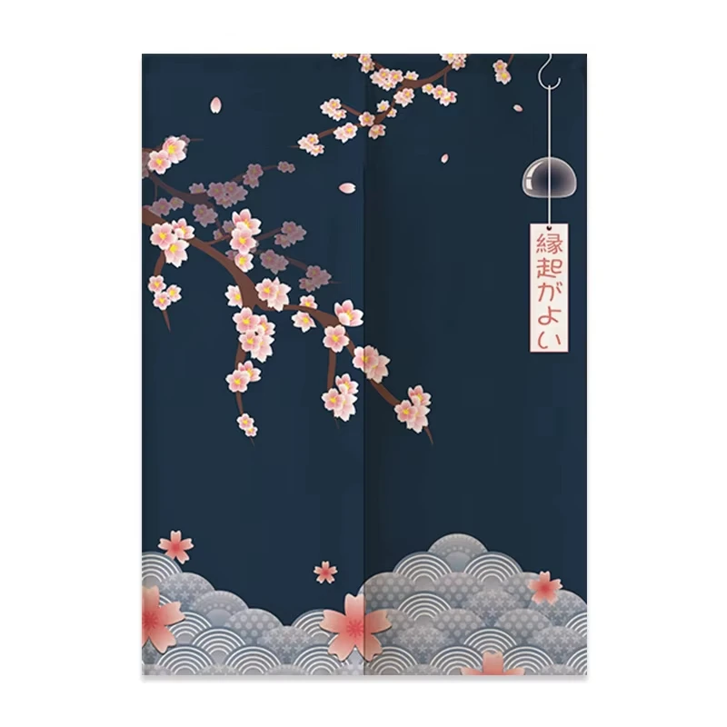 Japanese Linen Door Curtain Noren Mount Fuji Waves Partition Bedroom Kitchen Home Entrance Decor Customizable Half-Curtain 5