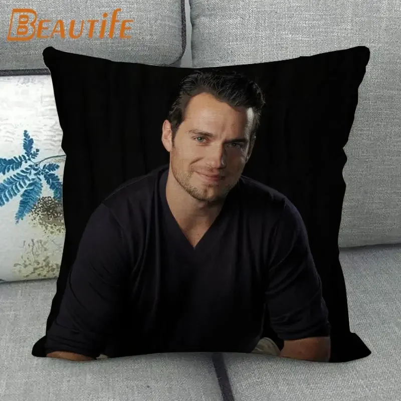 Personalizado henry cavill fronha 45x45cm casamento decorativo eco-friendly algodão linho tecido travesseiro caso