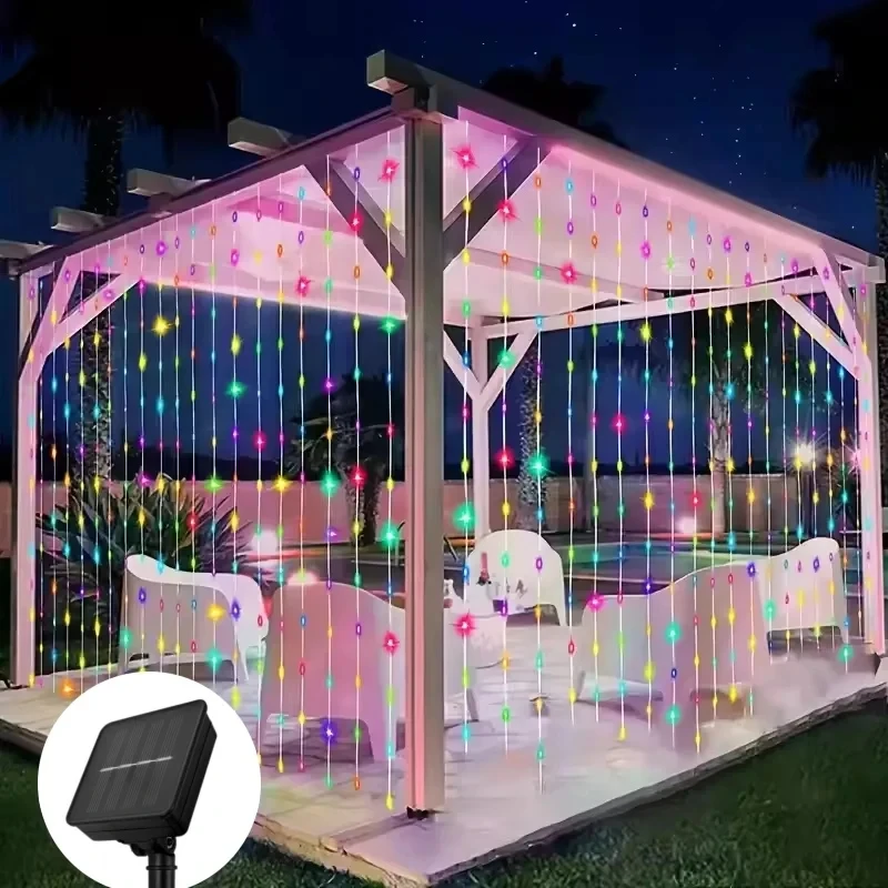 ตัวเลือกสินค้า สายไฟตกแต่งกลางแจ้ง 3x3m 300 LED ปรับโหมด 8 แบบ