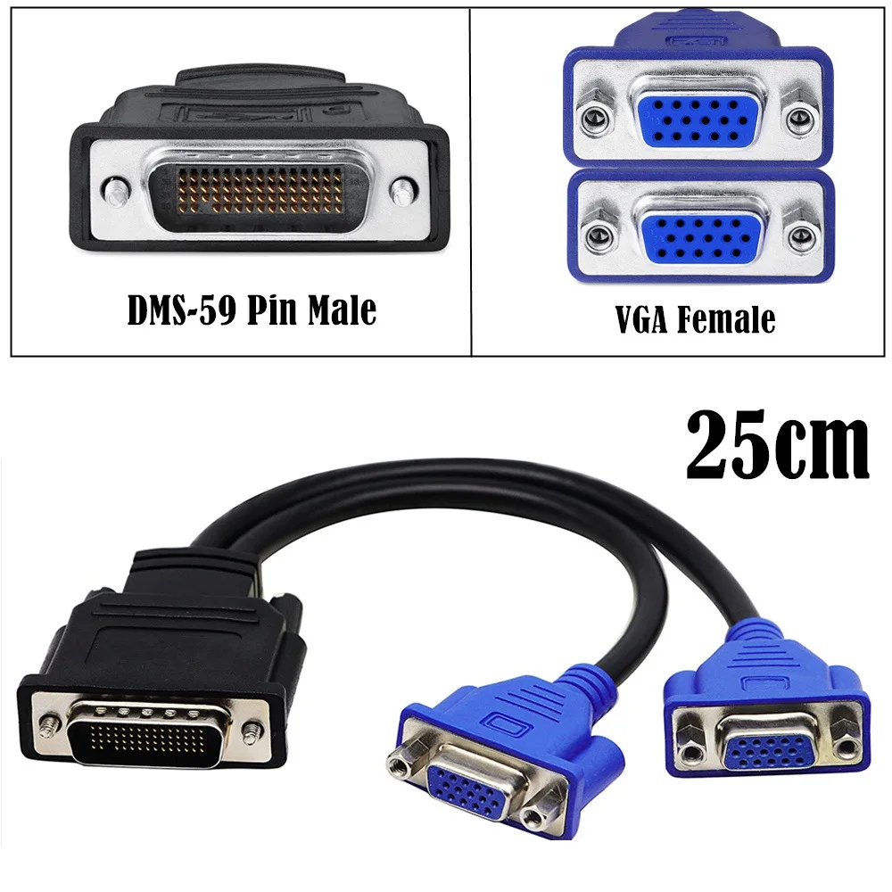 59 pin DVI в двойной VGA кабель 59 pin в 2 VGA кабель, кабель преобразования видеокарты DVI, кабель адаптера видеокарты 25 см