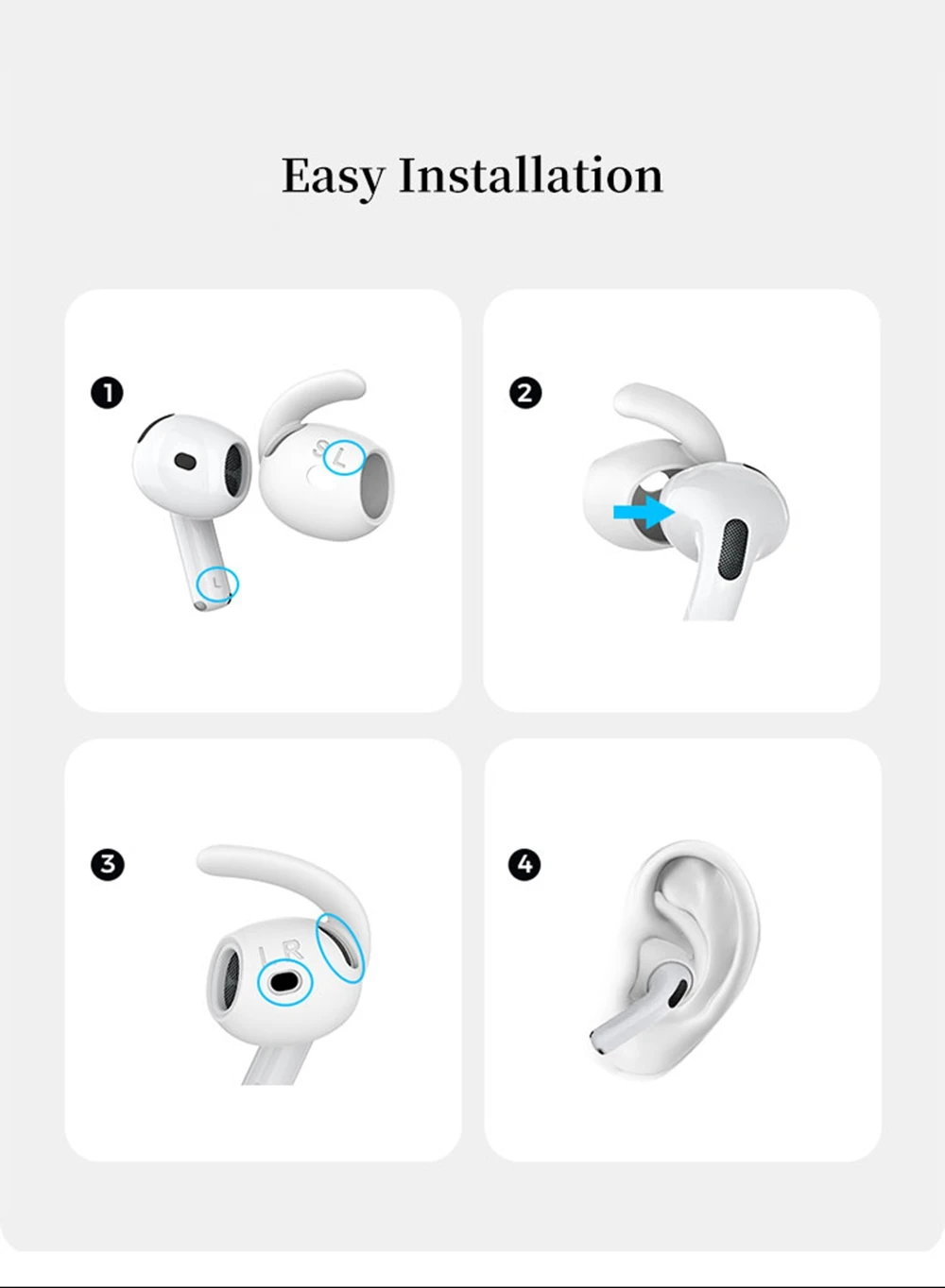 6Pcs Airpods 4 True Wireless Airpods4 2024 TWS headphones Ear Buds Plugs Tips Silicone Sleeves