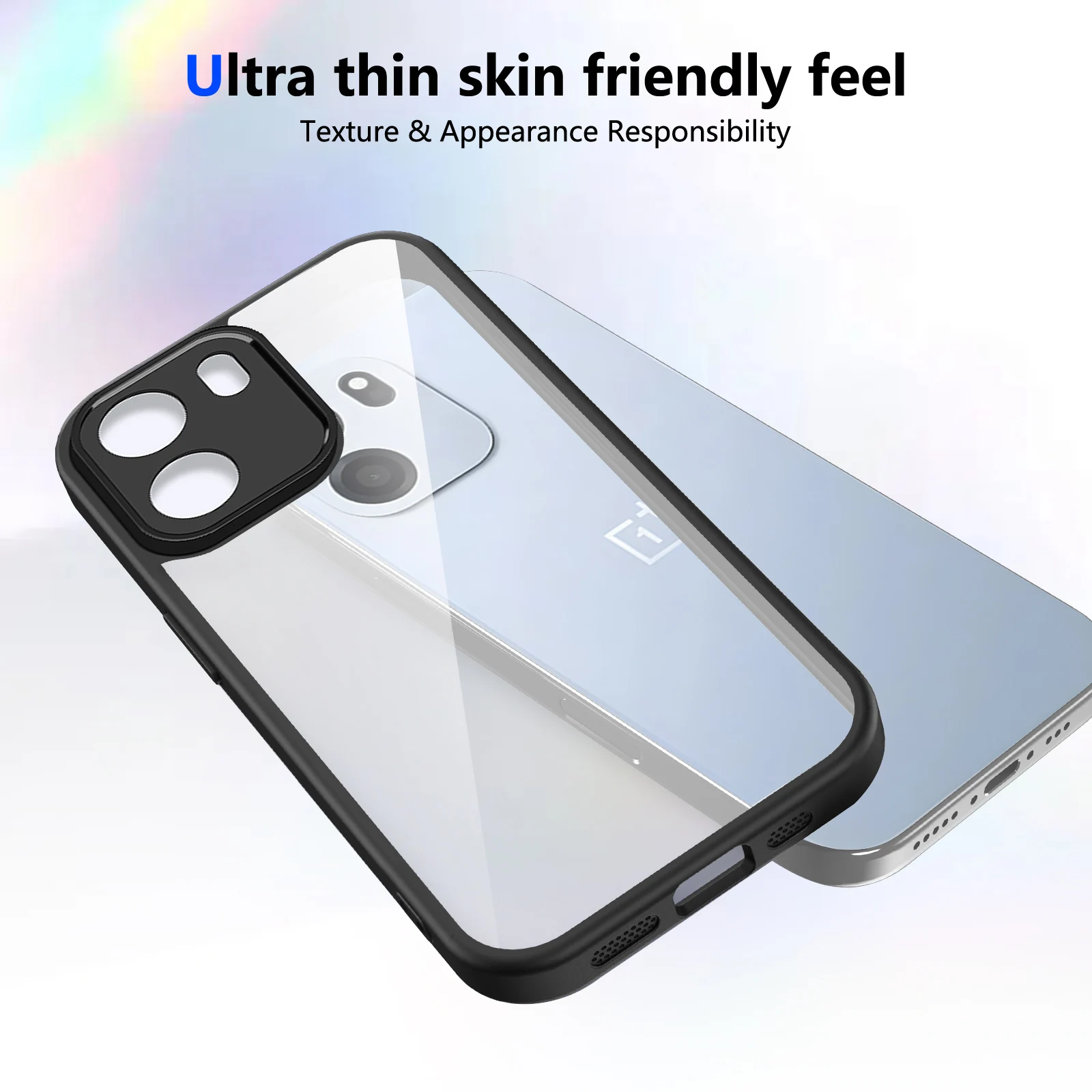 Shockproof Clear Acrylic Phone Case with Soft Frame and Hard Back Cover