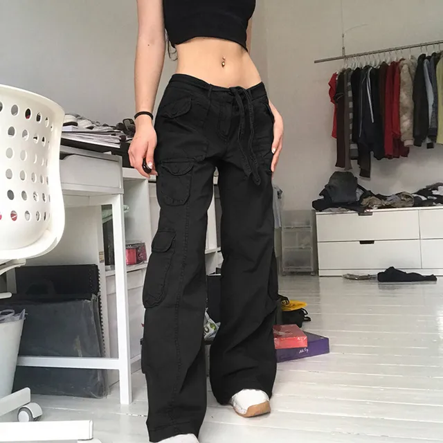 Aesthetic Cargo Pants Women | Low Waist Cargo Trousers - Pants u0026 Capris -  Aliexpress