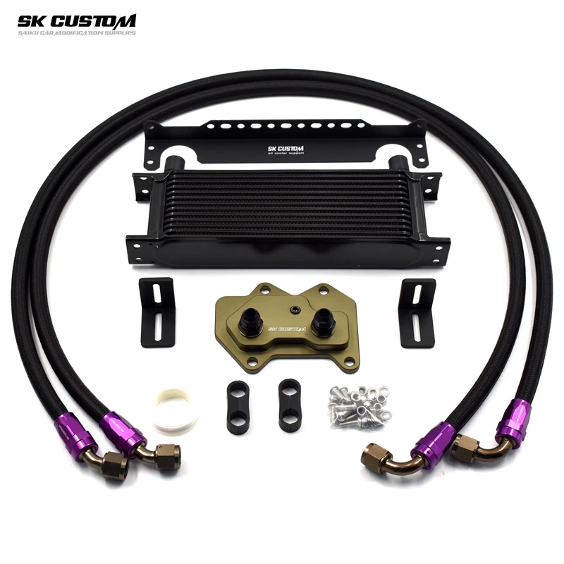 Skcustom Per Volkswagen Ea113 Radiatore Olio Motore Per Audi 1.8T 2.0T Kit Radiatore Olio Golf Mk5 Mk6 Adattatore Di Raffreddamento Modifica Auto