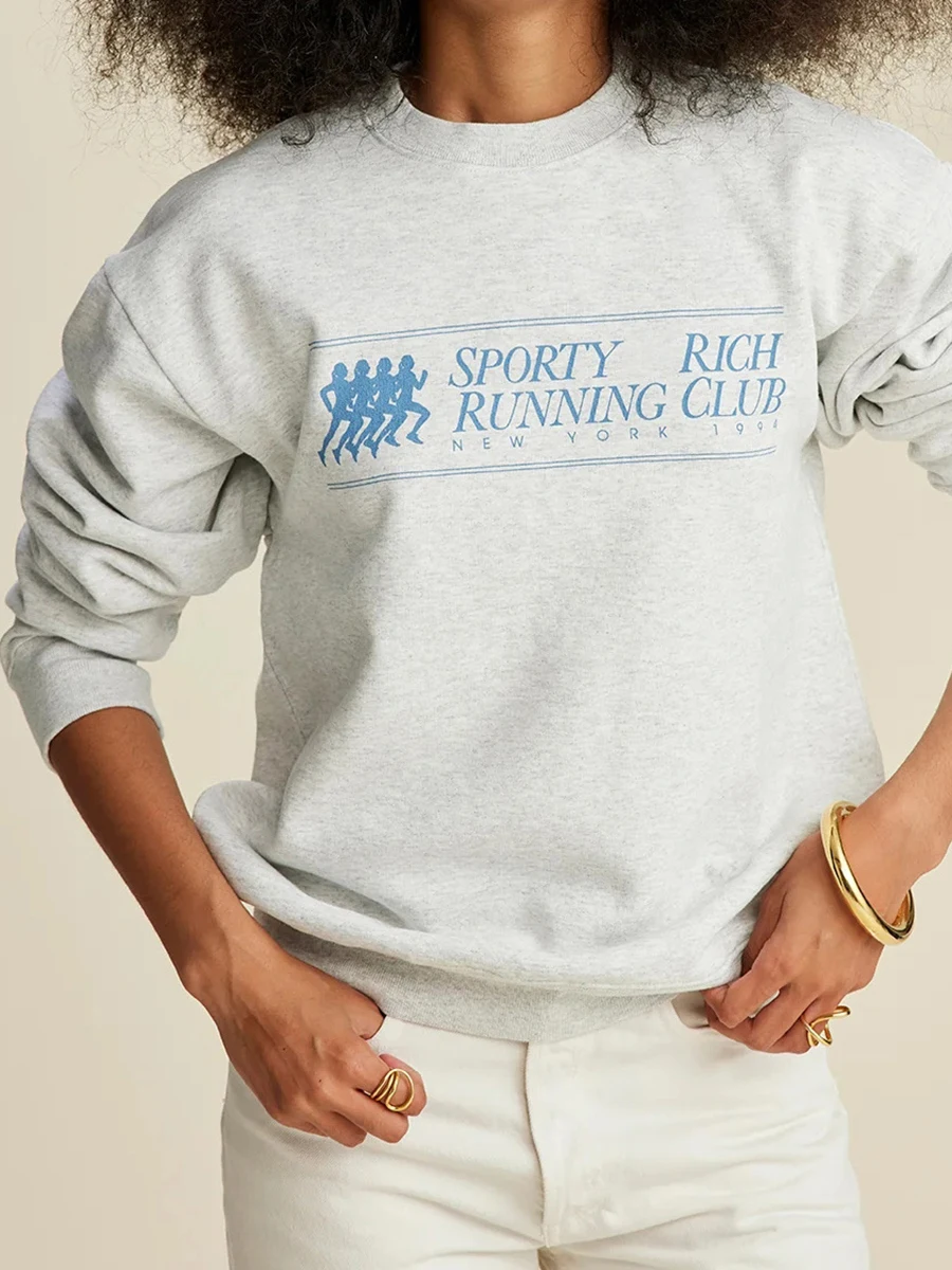 

2024 New Cartoon Graphic Sport Sweatshirt Women Crewneck Long Sleeve Letter Printed Sweatshirts Lady Casual Fashion Pullover Top