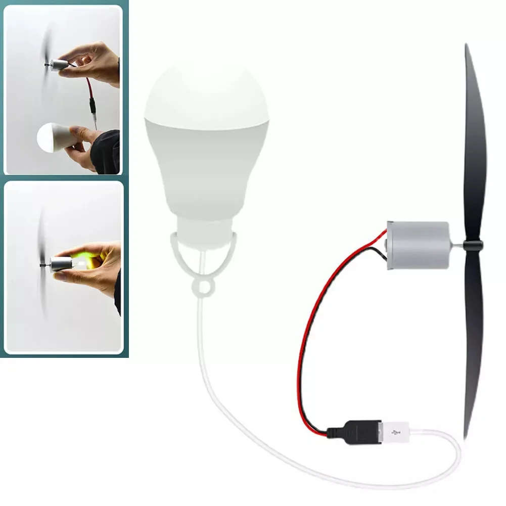 에너지 과학 및 풍력 원리를 가르치기 위한 USB 전구가 포함된 DIY 풍력 터빈 모터 블레이드 및 발전기 세트