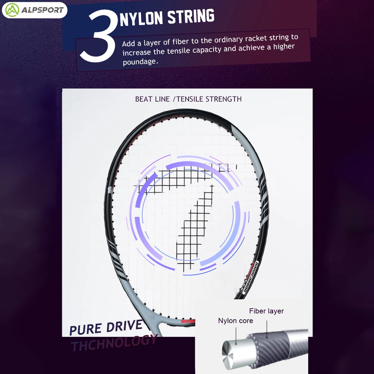 ALP 18k Racket Tennis Racket Carbon Fiber Composite Racket Professional Tennis With Bag Trainer