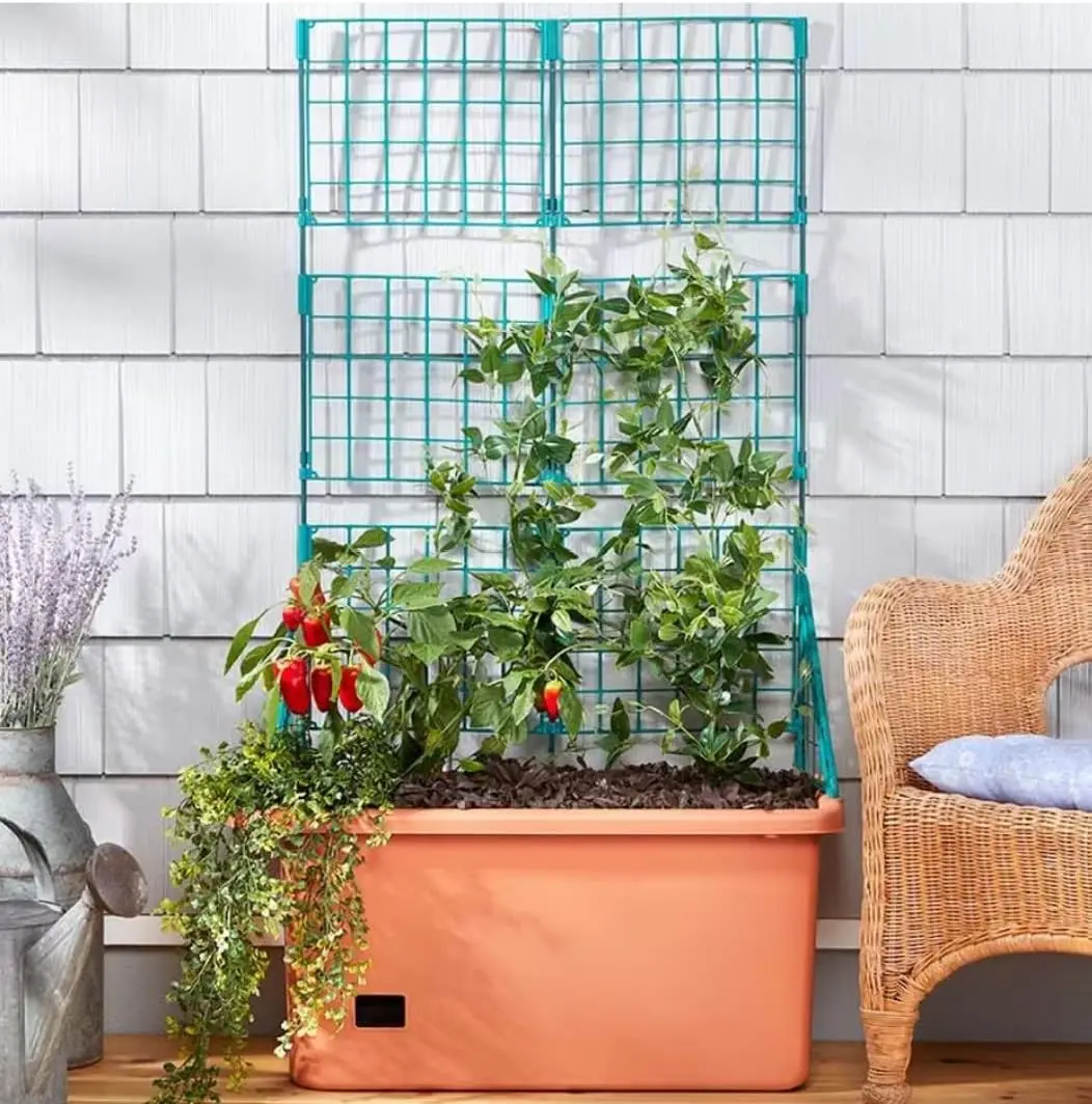 

Watering Vegetable Planter Box with Trellis on Wheels - Mobile Garden Kitchen sink folding drain rack Sprinkler Sprinkler ferti