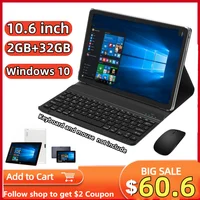 10.6 INCH  Windows 10 Tablet PC 2GB RAM 32GBROM C24 X5 Z3735F CPU Quad Core 1366*768 IPS Screen WIFI 5000 MAH Battery