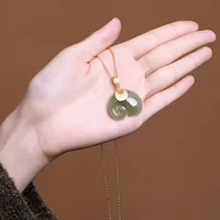 Hetian-Pendentif Éléphant en Pierre Naturelle pour Femme, Bijou Ras du Cou, Plaqué Or 18K, pour Anniversaire 4