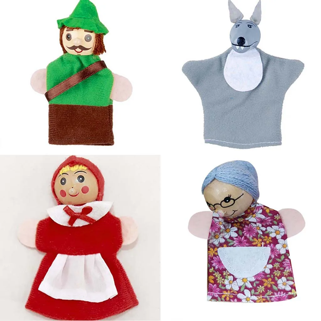 Finger Puppets Set 4 pcs Animals Plush Doll Hand Cartoon Family Hand Puppet Cloth theater Educational Toys for Kids Gifts plush toys,party toys