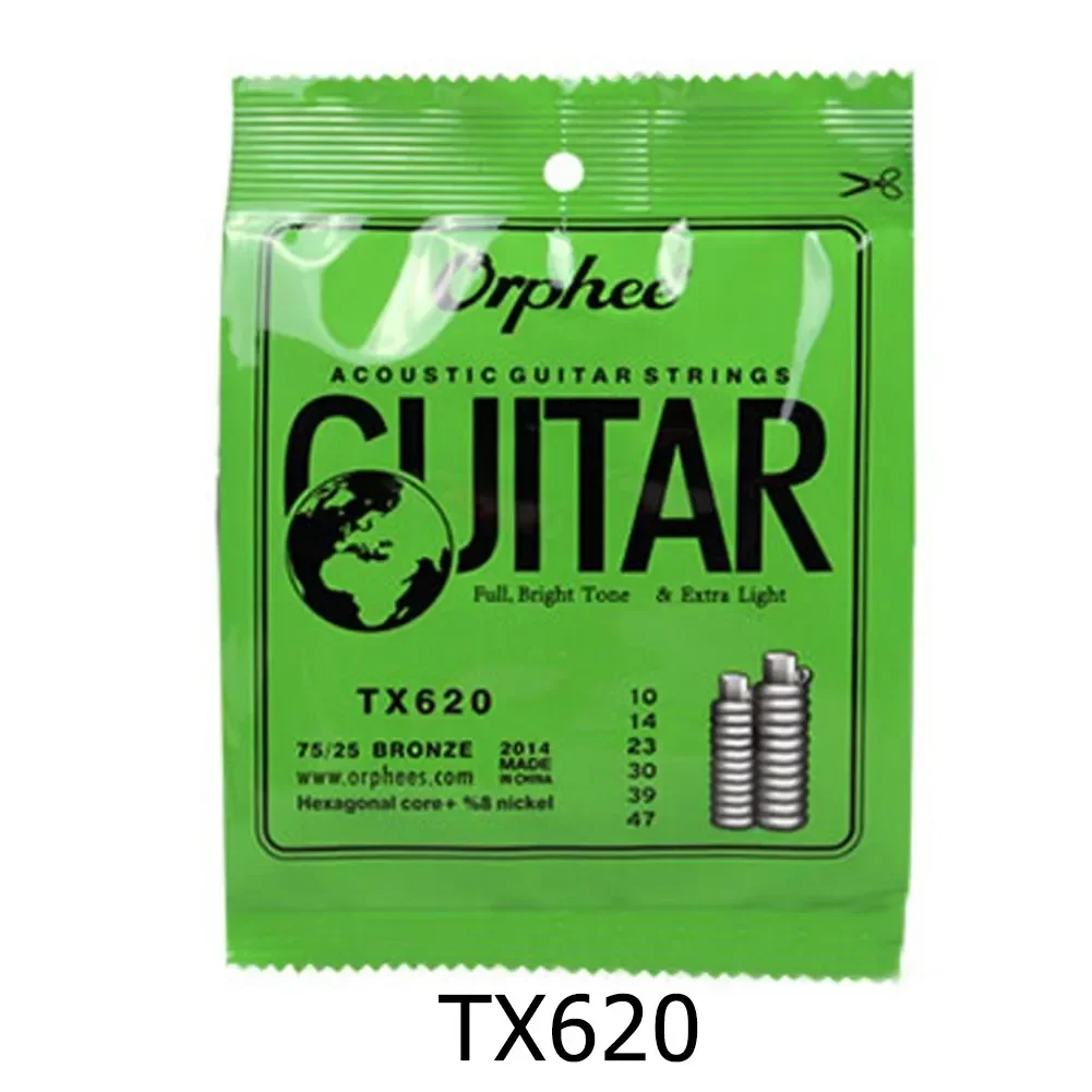 Orphee Acoustic Guitar Strings 6pcs Set Clear And Glossy Sound 10 47 Extra Light 11 52 Normal Light 12 53 Medium Gauge