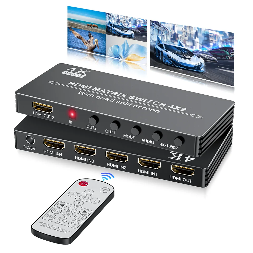 HDMI Multiviewer 4K HDMI Quad Multi-Viewer4x1 4x2 HDMI seamless