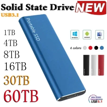1TB 2TB 4TB High Speed External Hard Drive Portable SSD USB 3.1/Type-C Solid State Drive Mass Storage Device portable ssd For Laptop/Desktop