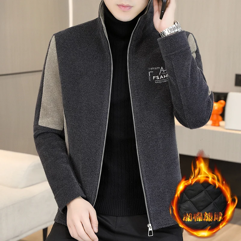 

2022 Autumn Winter Wool Blends Jacket Men Splice Stand Collar Woolen Coats Casual Business Trench Coat Male Streetwear Overcoat