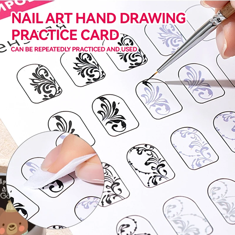 12/8/4개 네일아트 연습용 종이 템플릿 북 매니큐어 도구 UV 젤 폴리쉬 가이드 드로잉 페인팅 북 (네일아트 학습용)