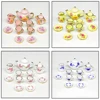 Girls Toys Tea Game Miniature Tea Set Dollhouse Furniture 15Pcs 1:12 Porcelain Cups Flower Tableware Kitchen Decorative Teapots 6