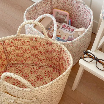 Vintage Floral Quilted Foldable Storage Basket 6