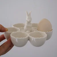 Rabbit Shaped Ceramic Egg Tray, Kitchen Refrigerator Storage Egg Tray, Creative Household Egg Storage Box, Household Items 2