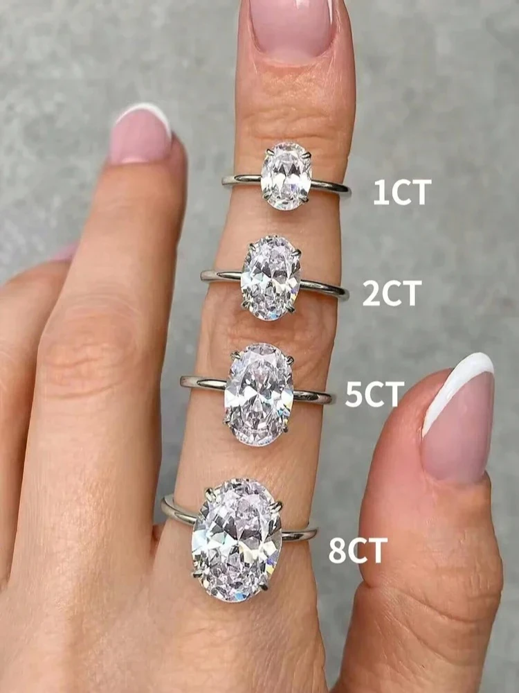925 Sterling Silver Shiny Gorgeous 1-8CT Oval Zircon Ring For Women Engagement Wedding Luxury High Quality Fine Jewelry Image 14