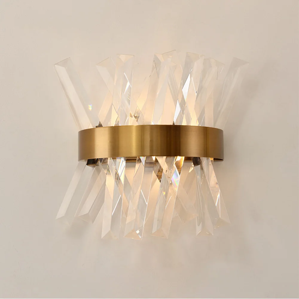 

Crystal Wall Lamp AC90-260V Bedroom Bathroom Wall Lamp Simple Living Room Bedroom Home Bedside Lamp LED Golden Lamp