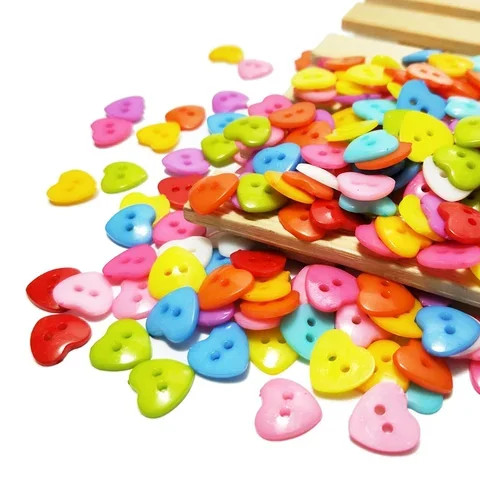 

HL 60/120PCS 12MM Mix Color 2 Holes Heart Plastic Buttons Child Apparel Sewing Accessories DIY scrapbooking