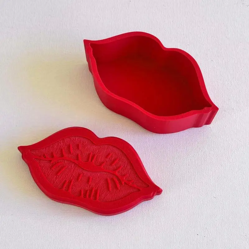 Lip Shaped Box Lip Balm Containers Jewelry Case Decorative Lipstick Storage Box Desktop Hairpin Storage Organizer For Birthday 2