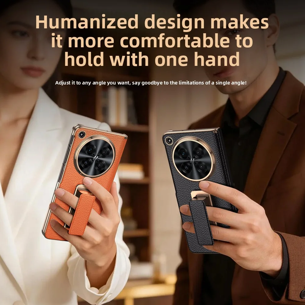 Luxury PU Leather Skin Case with Wristband Holder and Stand - Protective Back Cover Shell