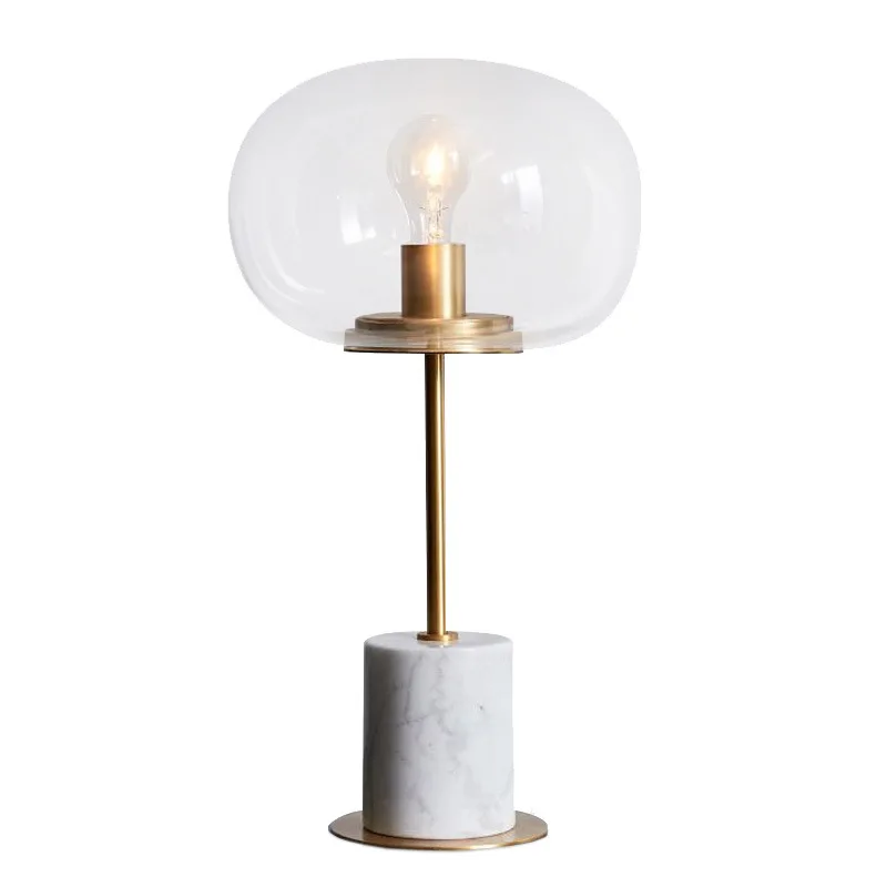 

Nordic Minimalist Bedroom Study Glass Ball Table Lamp Spiral Bulb