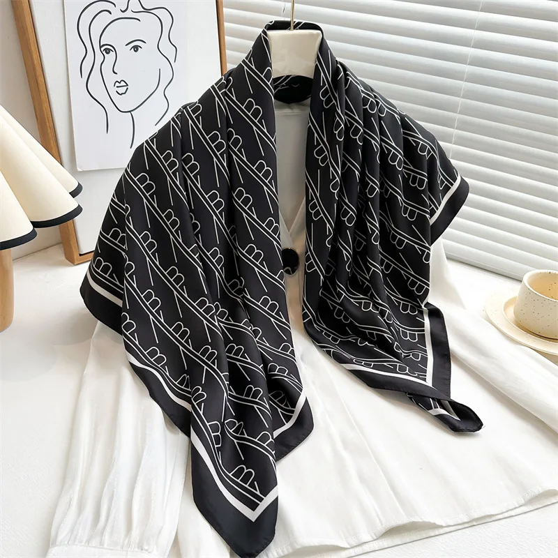 

Nejanhom 35*35 дюймовый Шелковый шарф Средний квадратный саржевый головной шарф для женщин хиджаб шарф для женщин