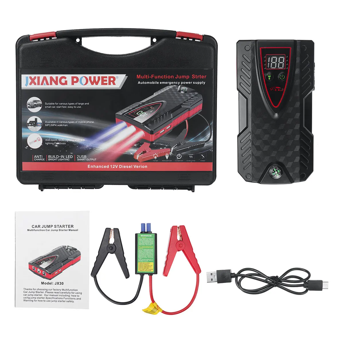 Audew Car Quick Starter 99800mAh 12V Car Jump Starter Power Bank Dual USB Emergency Battery Charger Car Booster Starting Device car jumper Jump Starters