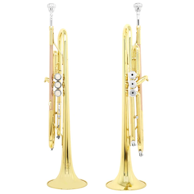 Phosphorus Gold Bb Standard Trumpet Set Brass Student Beginners Trumpet Instruments with Box 7C Blowing Nozzle Gloves - Image 4