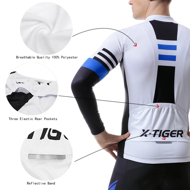 X-TIGER Cycling Jerseys Set Autumn Riding Long Sleeves Men's Cycling Bib Set Bicycle Clothing Spring MBT Breathable Bike Clothes