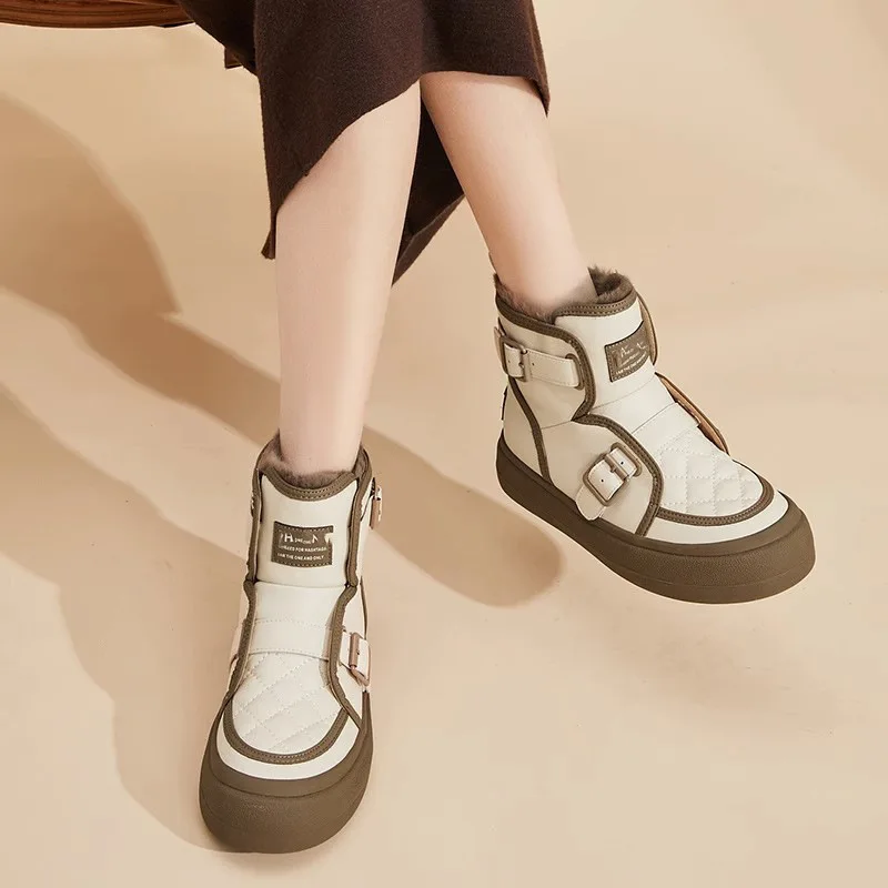 New Short Tube Cotton Boots Winter Plush Warm Snow Boots All-match Thick-soled Anti-skid Plus Velvet Thick Warm Snow Boots 35-40