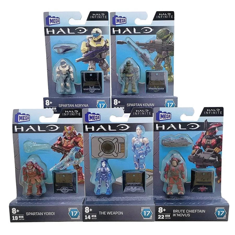 Mega Construx Haloinfinite Heroes Halos 17 Spartan Yoroi Kovan Agryna Brute Chieftain Ik'Novus Figure Collection Block Toys 5Pcs
