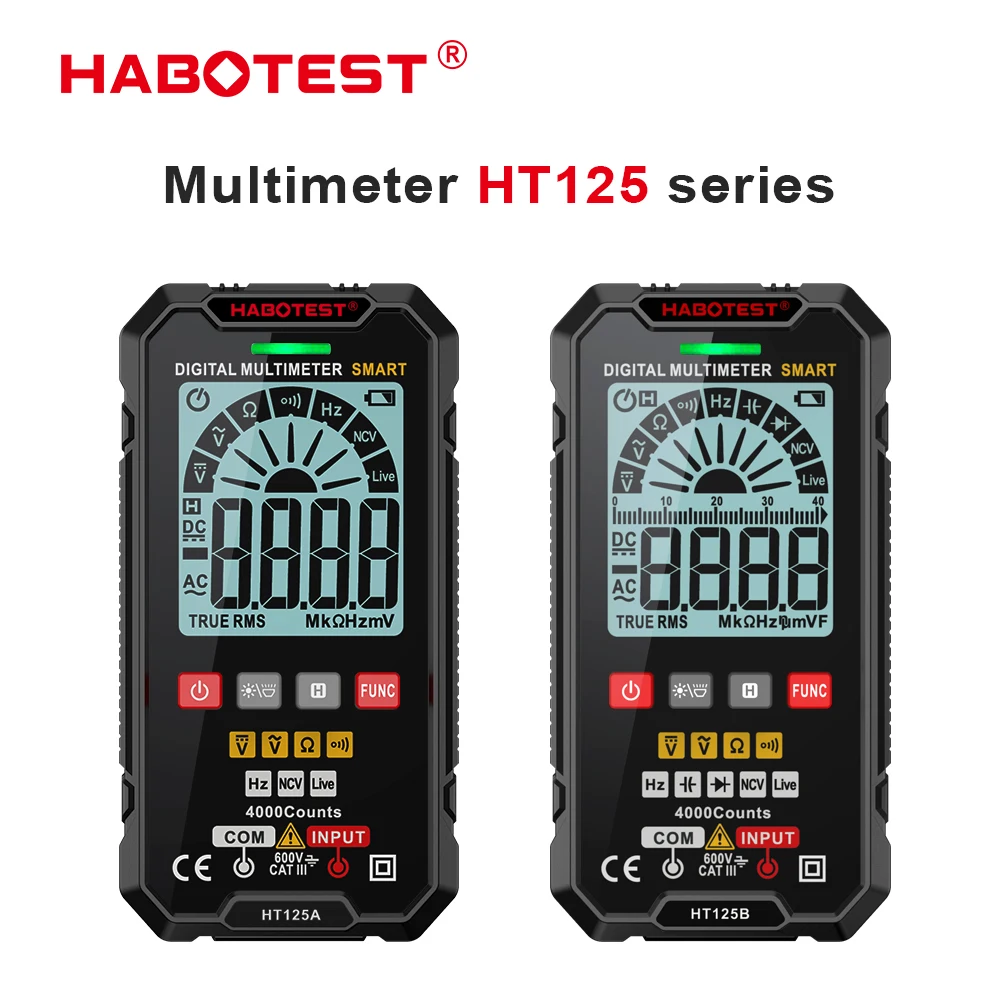 

Цифровой мультиметр HABOTEST, умный электрический ампервольтметр, для измерения напряжения постоянного и переменного тока, сопротивления, емкости диодов, бесконтактного напряжения, Гц