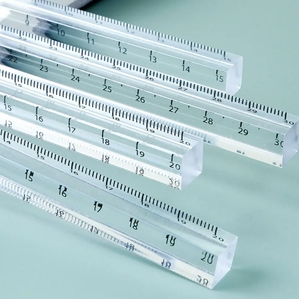 Creative 15/20/30CM Straight Ruler Transparent Acrylic Scale Ruler Cube Ruler Students Gift