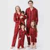 High Quality Matching Christmas Outfits for Family Plaid Print Button Pajamas Set Baby Dog Romper Long Sleeve Homewear Xmas Look 1