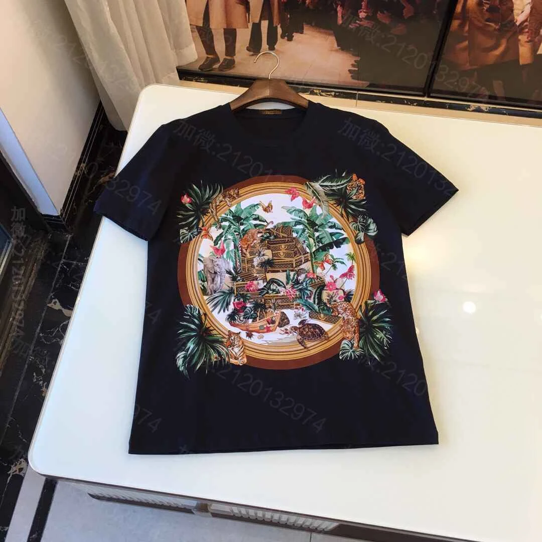 25SS Men's Spring and Summer Trend Short-sleeved T-shirt Classic Leather Box Men's Pure Cotton High Street Top