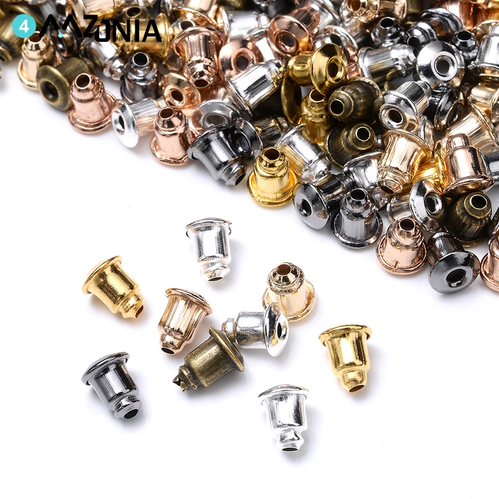 200 teile/los Rose Gold Ohrring Bolzen Stopper Basis Ohr Bolzen Zurück Stopper Ohrring Einstellungen DIYSchmuck Machen Zubehör