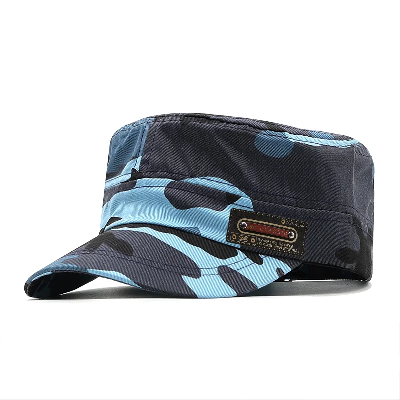 Simple Vintage Flat Top Men Washed Cap For Male Baseball Cap Summer Spring Men's camouflage Sun Protection Military