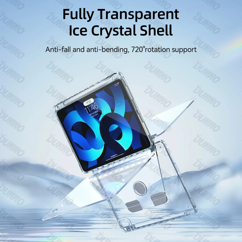Tablet Transparente para Ipad 360 ° Rotação Capa para Ipad Air 10.9 9th 10.2 10.9 Pro 11 12.9 Case - Imagem 4