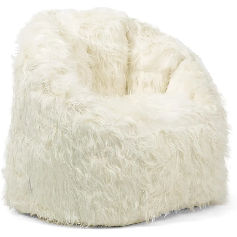 

Milano Bean Bag Chair, Ivory Shag Fur, Soft Faux Fur, 2.5 feet