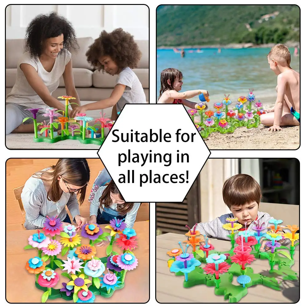 Flower Garden Building Toys For Girls Gardening Pretend Gift For Kids Stacking Game Toddlers Playset Educational Activity building blocks toys educational garden toy