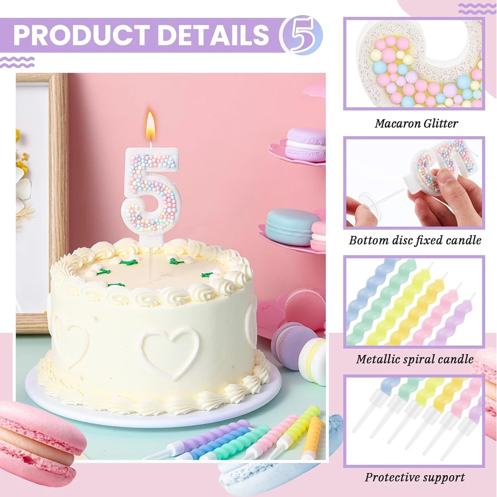 Number Birthday Candle & 12 spiral candles 3