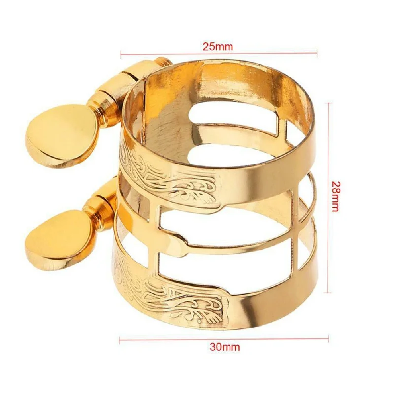 

Alto Sax Clip Carved Clarinet Mouthpiece Ligature Saxophone Parts Metal Ligature Parts for Alto Saxophone with Rubber Mouthpiece