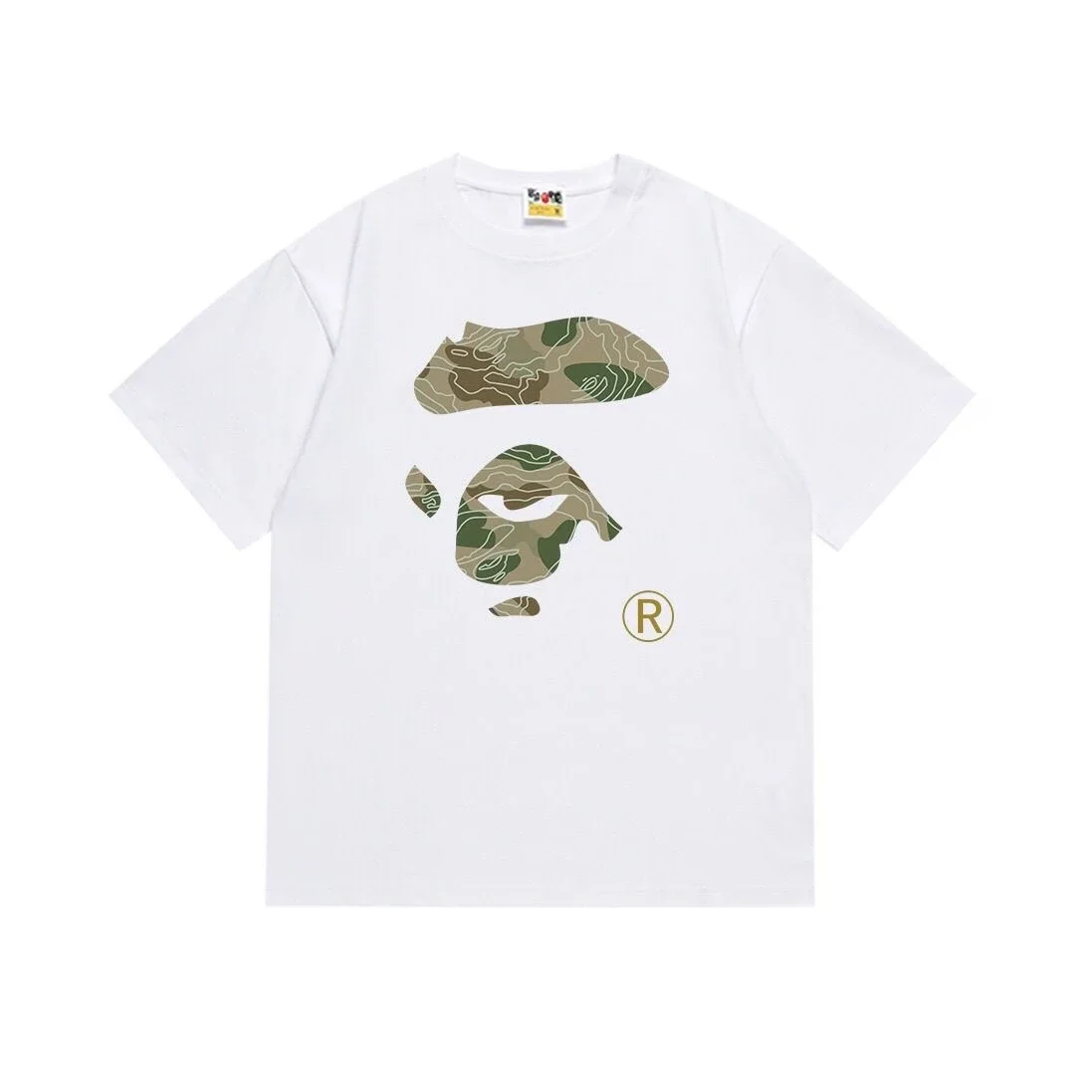 Summer New Camouflage Ape Face Loose Casual Printing Short-sleeved T-shirt Pure Cotton Round Neck Men's and Women's Casual Top 2